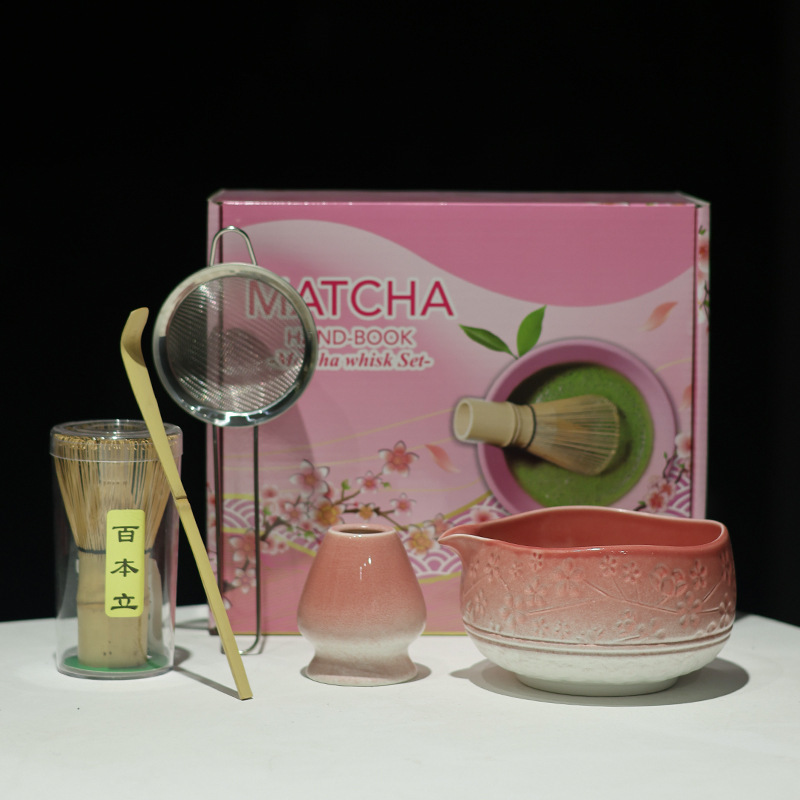MATCHA跨境专供多款新品陶瓷5件套抹茶碗带嘴宋代点茶茶筅工具套|undefined