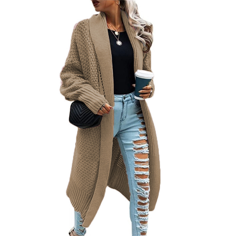 Suéter de punto para mujer 2026, superventas de exportación, ropa de mujer de talla grande para otoño e invierno, abrigo largo de punto estilo europeo y americano, suéter de mujer con mangas murciélago. image 8
