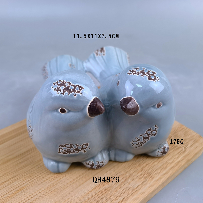 Cerámica ornamentos pájaros escritorio porche animal sala de estar decoración artesanía simple hecha a mano