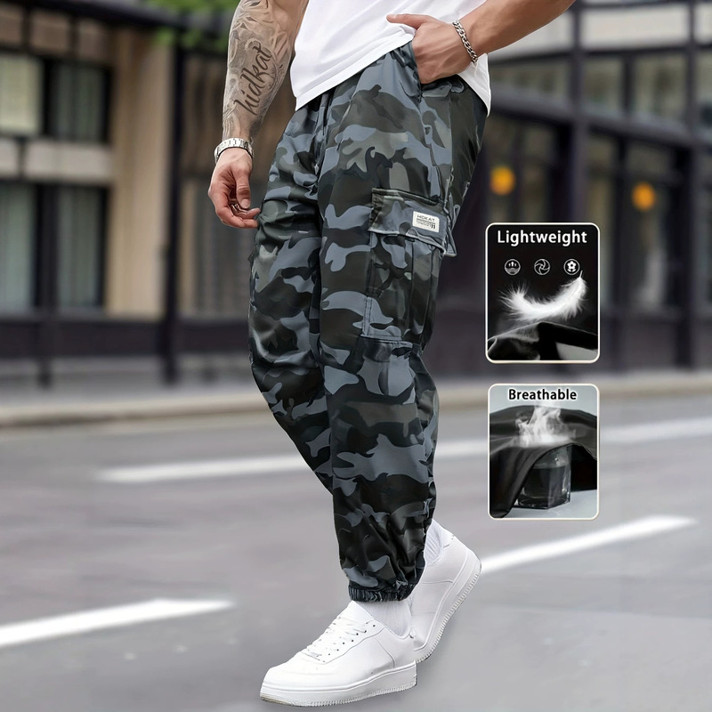 Cross-border special edition European size American-style workwear multi-pocket casual sports youth trendy camouflage jogger pants for men