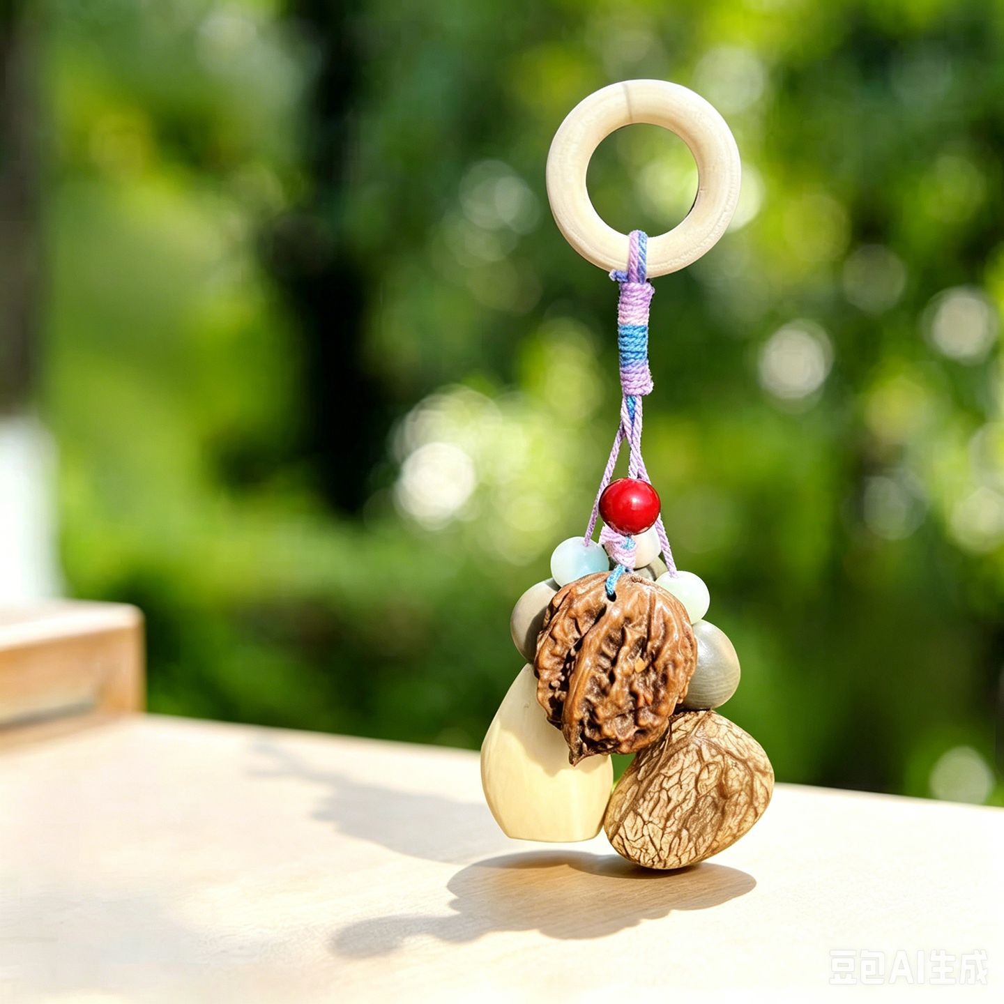 Forest-style natural fruit shell wind chime bag pendant, healing handmade finished product, car-mounted rattle, calming hanging ornament