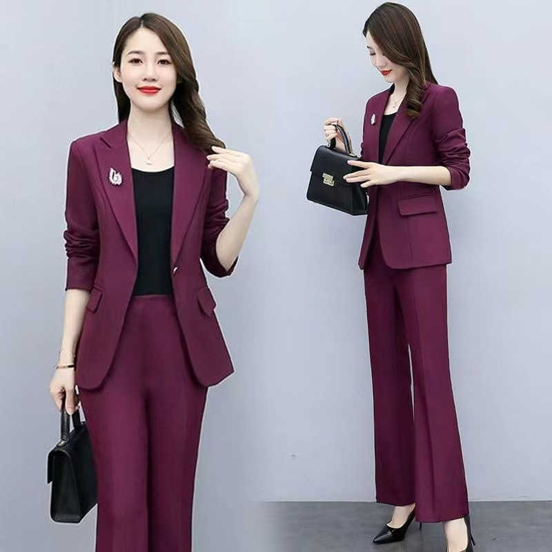 Professional Suit suit Women's Dress Spring and Autumn Temperament Goddess Fan Work Clothes Suit Jacket Two-Piece Suit Pants