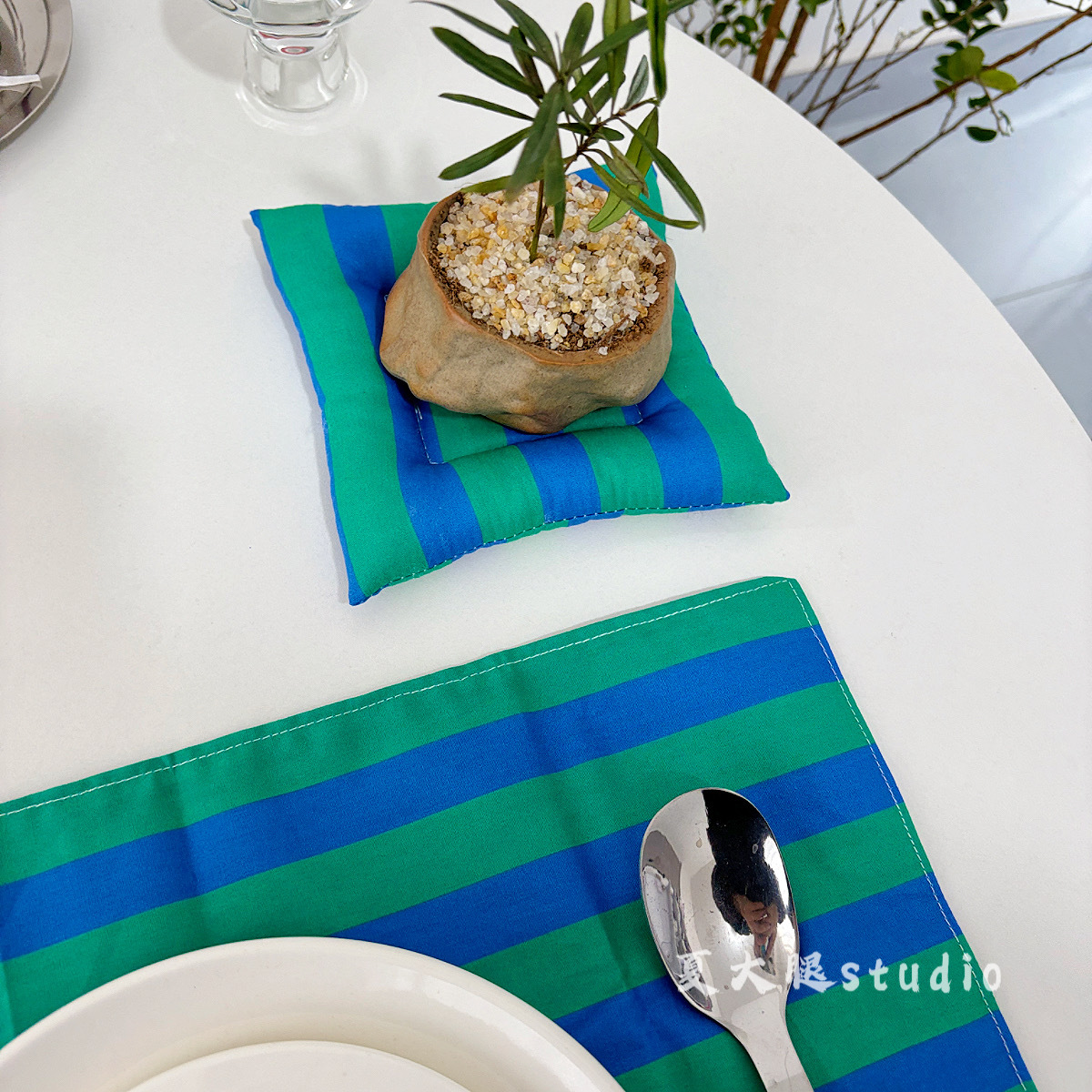 Taza de algodón de banda ancha azul de dopamina (aproximadamente 14 cm)