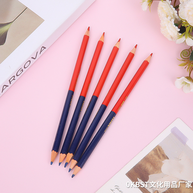 Lápices de dos colores rojo y azul, dibujo, escritura, marcas especiales para enfermeras de carpintería, lápices de colores no borrables de dos cabezas