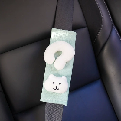 mark car seatbelt shoulder pad, Seat belt shoulder pad - green-mesh-20cm-shoulder-pad-question-mark