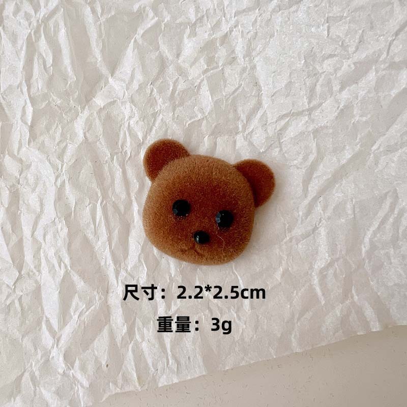 可爱百搭卡通毛绒植绒小熊diy亚克力配件耳饰发夹手机壳材料批发|undefined
