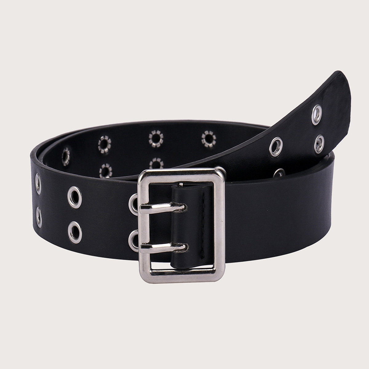 Fábrica al por mayor de las mujeres hebilla cinturón moda las mujeres doble fila agujero de aire decorativo jeans cinturón las mujeres