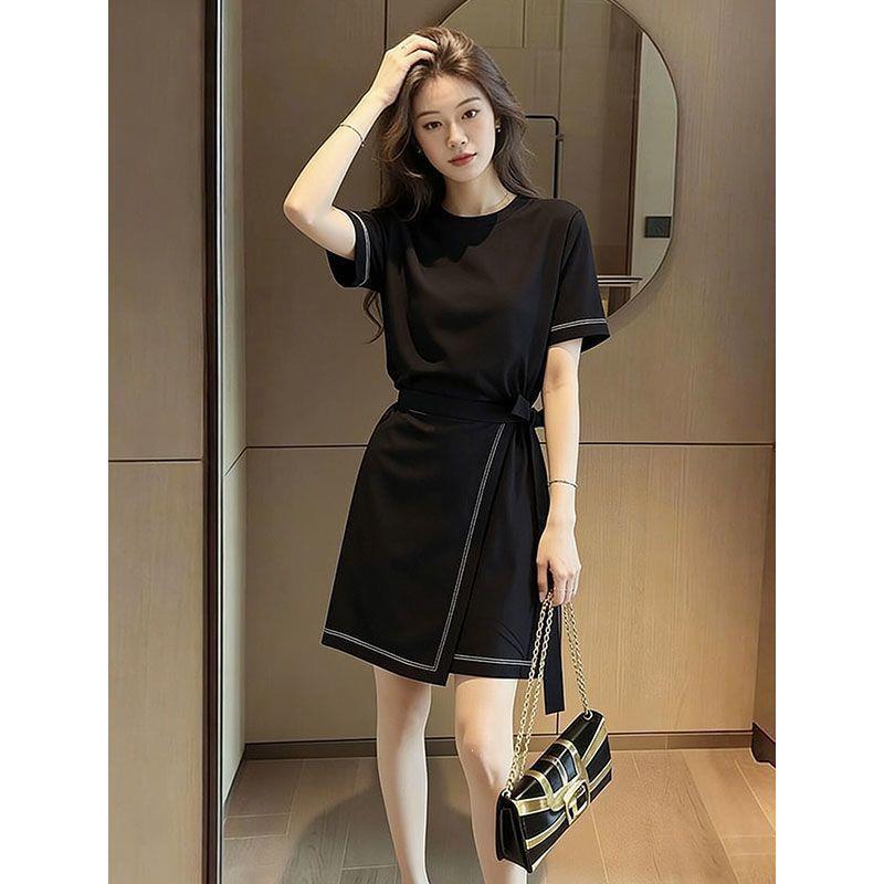 2026 Summer New Elegant and Stylish Black Tie-Waist Dress, Slimming and Versatile Fit 2026 Summer New Elegant and Stylish Black Tie-Waist Dress, Slimming and Versatile Fit
