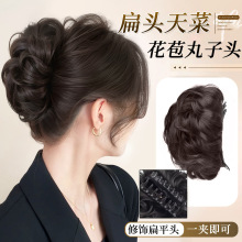 丸子头假发抓夹女仿真发饱满后脑勺盘发神器蓬松鸡窝花苞头假发包
