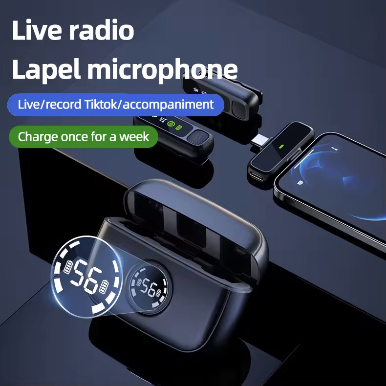 New Product Private Model K30 Dual Interface with Digital Display One-To-Two Wireless Lavalier Microphone for Video Shooting and Live Broadcast Small Microphone