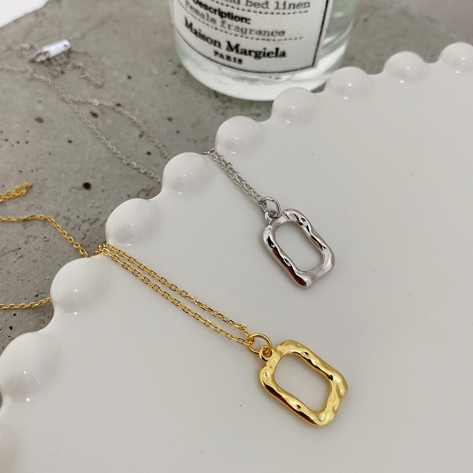 3g Weight 925 Sterling Silver Cable Chain Hollow Out Geometric Pendant Necklace
