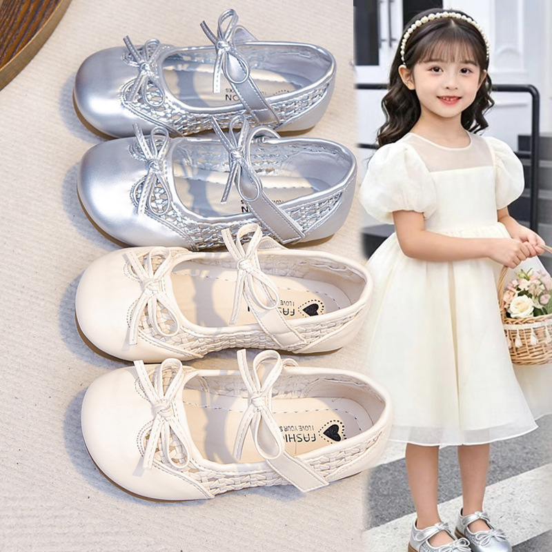 2026 primavera y verano nuevo bebé hueco zapatos transpirables para niños tejiendo zapatos de cuero Mary Jane