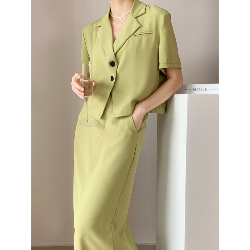 Orange Zhi 2021 shirt have cash less than that is registered in the accounts design Self cultivation Show thin black Two piece set shirt skirt 6050