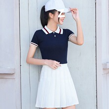女士高尔夫衣服夏季翻领短袖T恤golf球服女装运动短裙半身裙套装