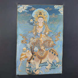 厂批发古玩织锦绣刺绣六字真言西藏唐卡坛城刺绣工艺品跨境工艺品