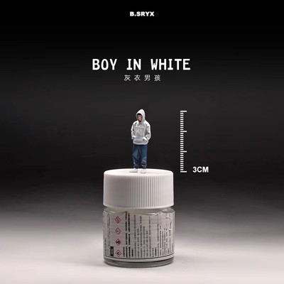 후드가있는 소년-그레이 블루