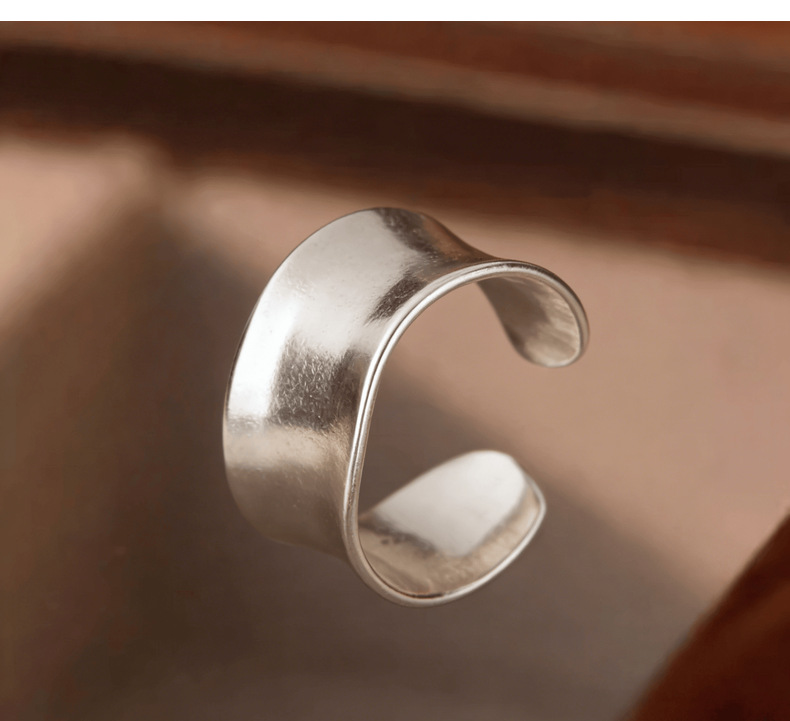 S925 Sterling Silver Wide Face Matte Irregular Ring Women's Luxury High-End Finger Ring Punk Fashion Index Finger Ring Wholesale