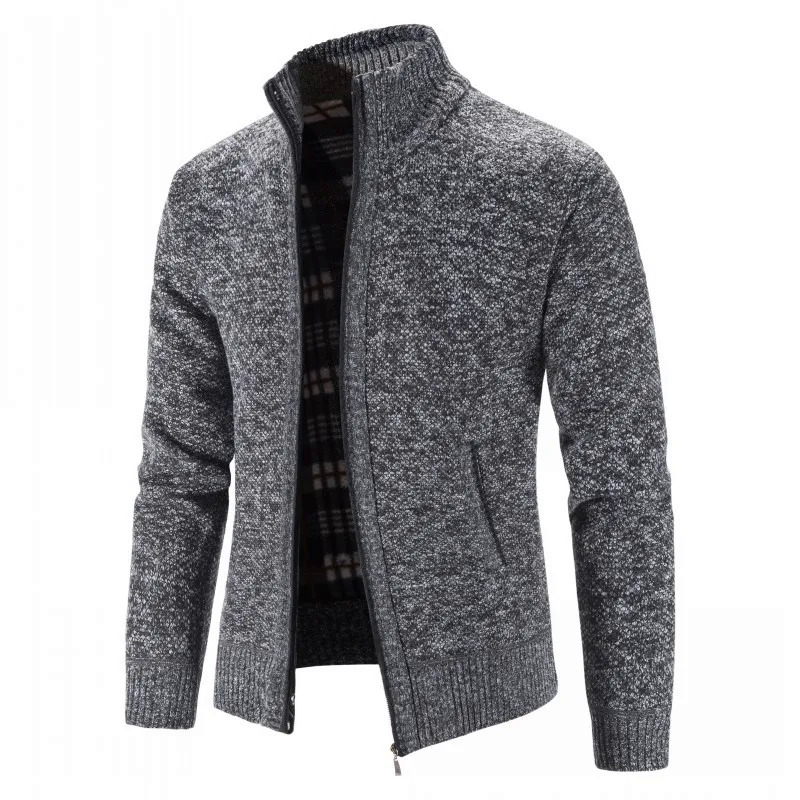 8 Color 2023 Autumn and Winter New Plush Thickened Collar Jacket Jacket Half Collar Knitted Wool Sweater for Men
