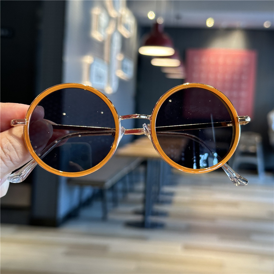 レトロな円枠子供サングラス男女宝写真凹形ファッションサングラス潮クール旅行日焼け止めサングラス