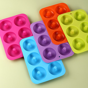 Colorful 6-Link Donut Mold Silicone Food Grade Cake Mold High Temperature Reusable Chocolate Mold