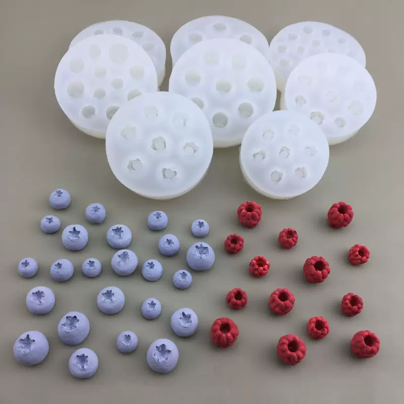 Silicone Fruit Molds (DIY) — Blueberry & Raspberry Shapes, Heatproof −40–230°C, Multi-size