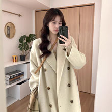 小个子呢子大衣女中长款2025新款秋冬季加厚时尚感正肩羊毛呢外套