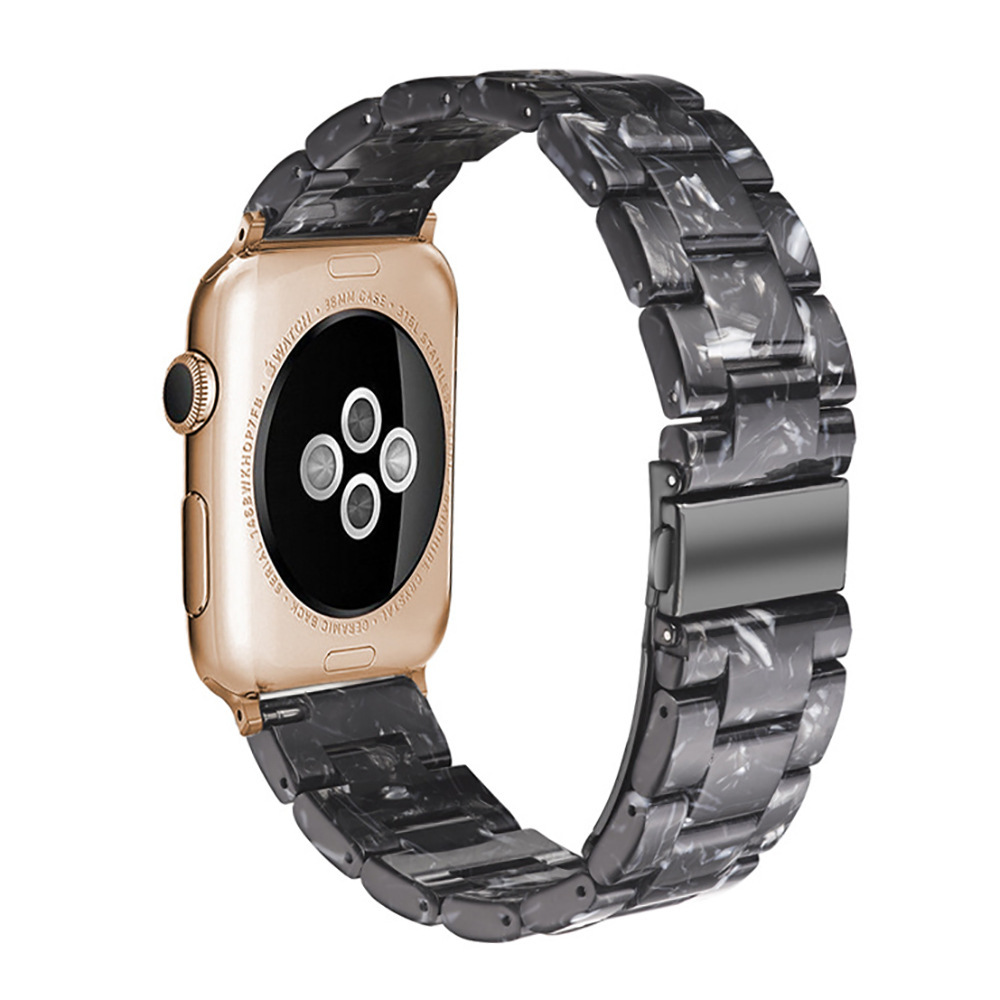 Suitable For Apple S8 Watch Strap Applewatch7-1 Generation Stainless Steel Buckle Three-bead Resin Iwatch Se Strap