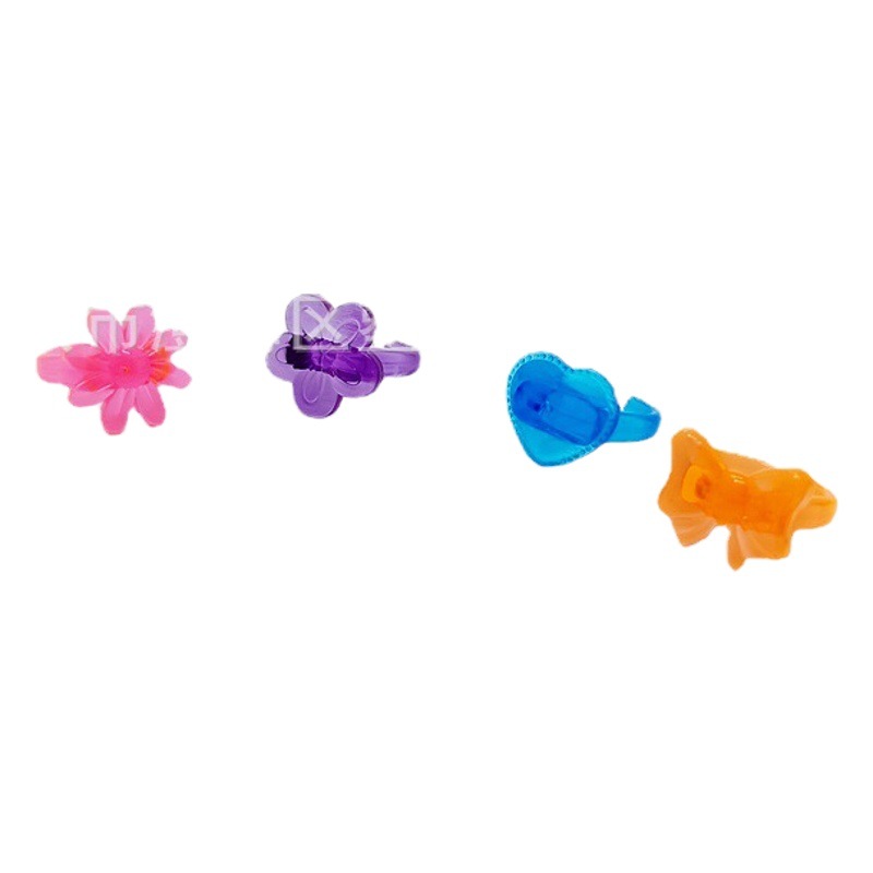 8 6 Color Transparent Thickened Cartoon Plastic Ring Girl Jewelry Small Accessories Toy Pack 3.2cm Gashapon