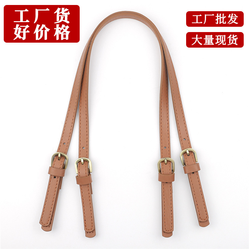 Spot Detachable Double-Buckle Leather Bag Strap, Cross-Body Shoulder Bag with Pu Stitching DIY Handmade Bag Strap