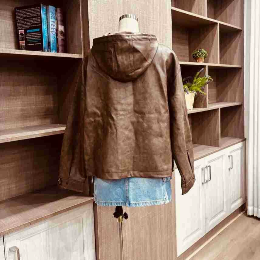 Retro design jacket with hood, oversize, loose fit