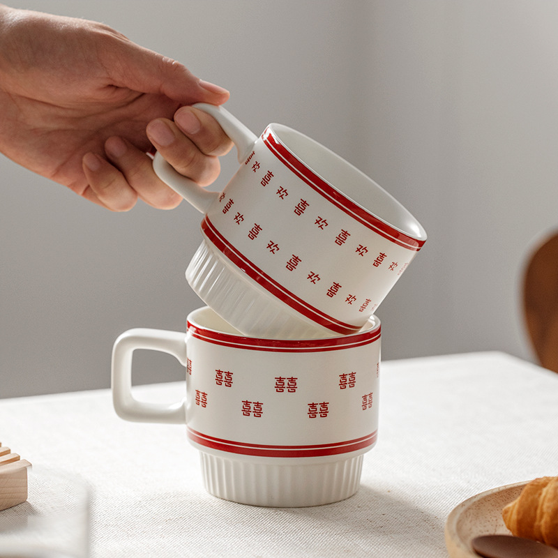 INS estilo pareja agua taza regalo de boda taza de boda Taza de cerámica regalo de boda vintage cerámica