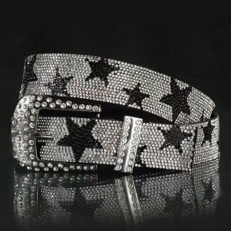 Trendy Street Style Y2K Diamond-Studded Star Element Unisex Belt Fashion Versatile Hip-Hop Dropshipping