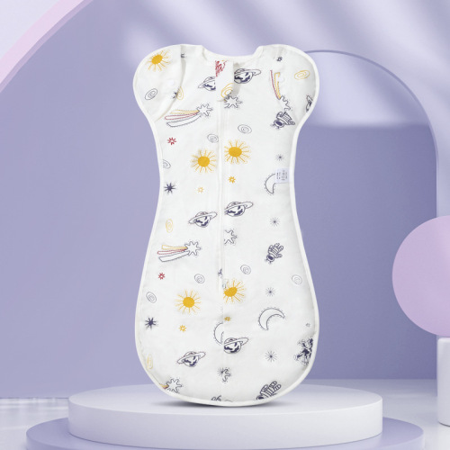 Infant Cotton Anti-Spasm Swaddle Blanket Baby Carrier Newborn Surrender Swaddle Sleep Bag with Sleeves Cross-Border 