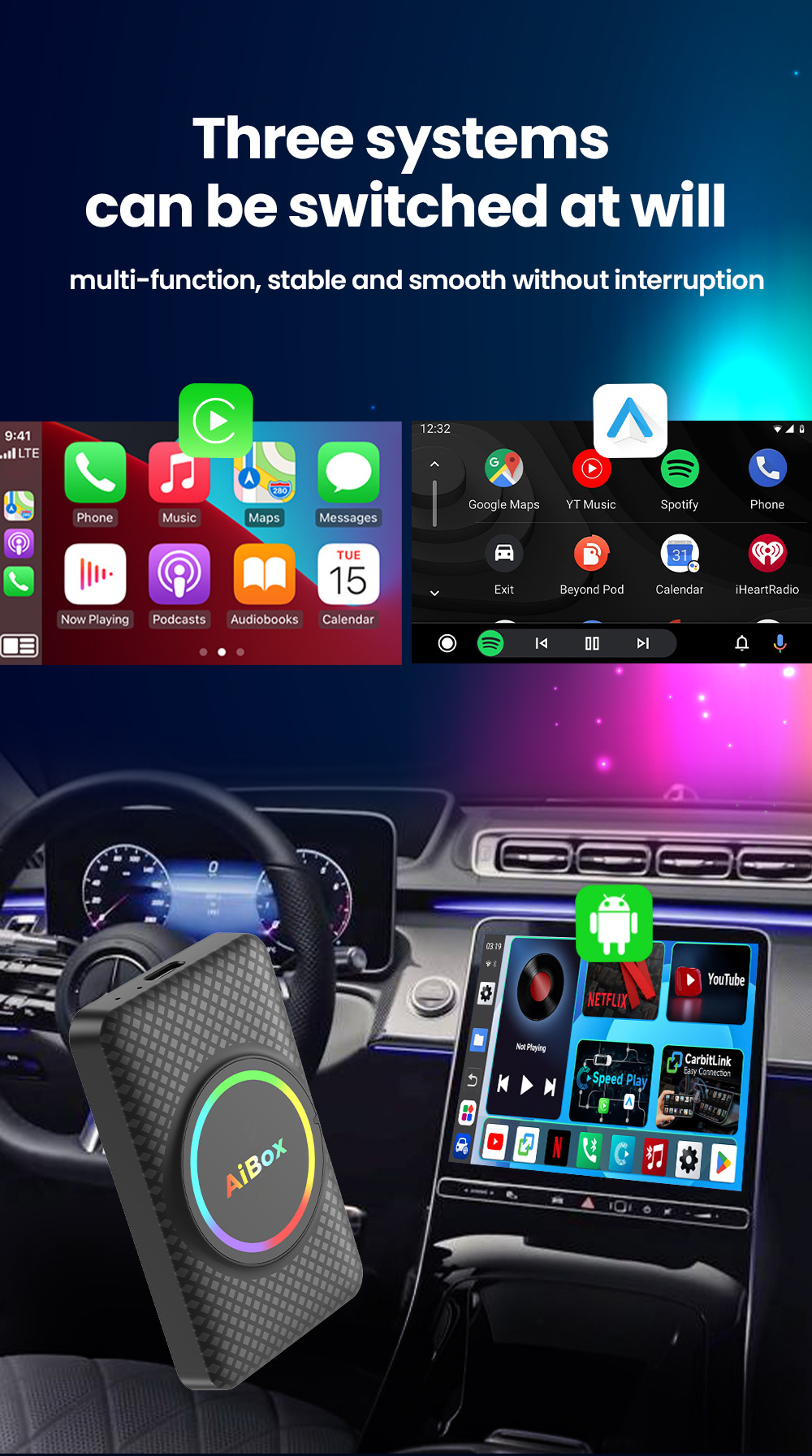 Carplay Adapter Box Converts Wired to Wireless with HDMI Output, Dual Wifi, Android Car-Machine Connectivity, and Screen Mirroring