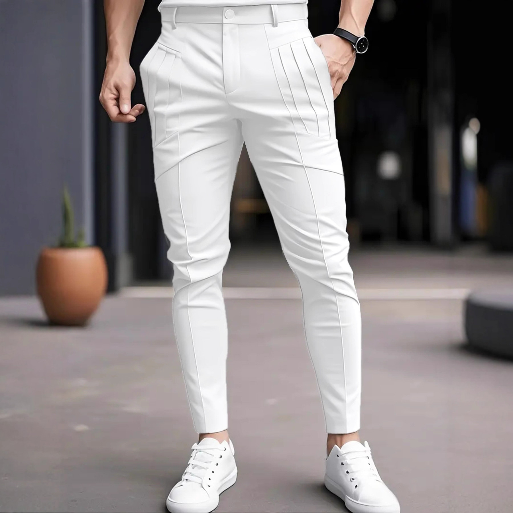 European and American Men's Autumn and Winter Casual Straight-Leg Light Business Solid Color Suit Pants Amazon Independent Station Foreign Trade Export
