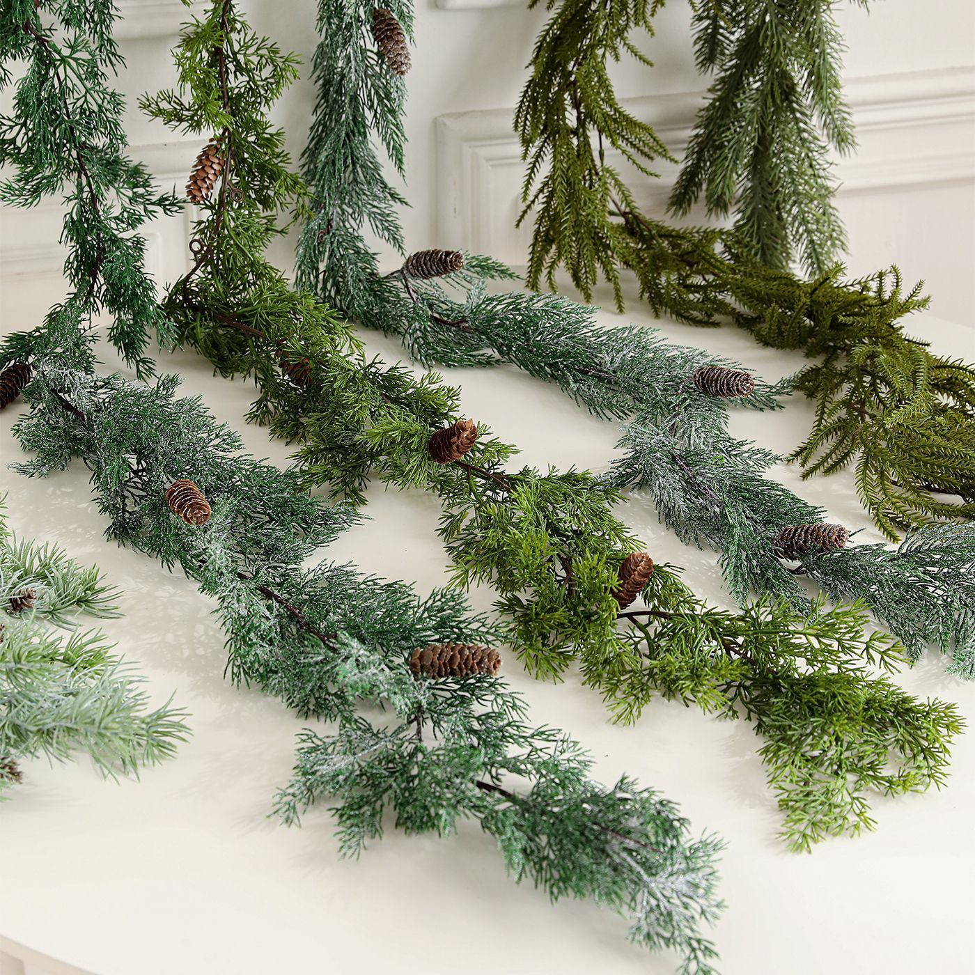 Nuevo estilo de imitación de vid Pe hoja de ramas de flores de plantación verde pared colgante pared colgante puerta colgante vid decoración de Navidad