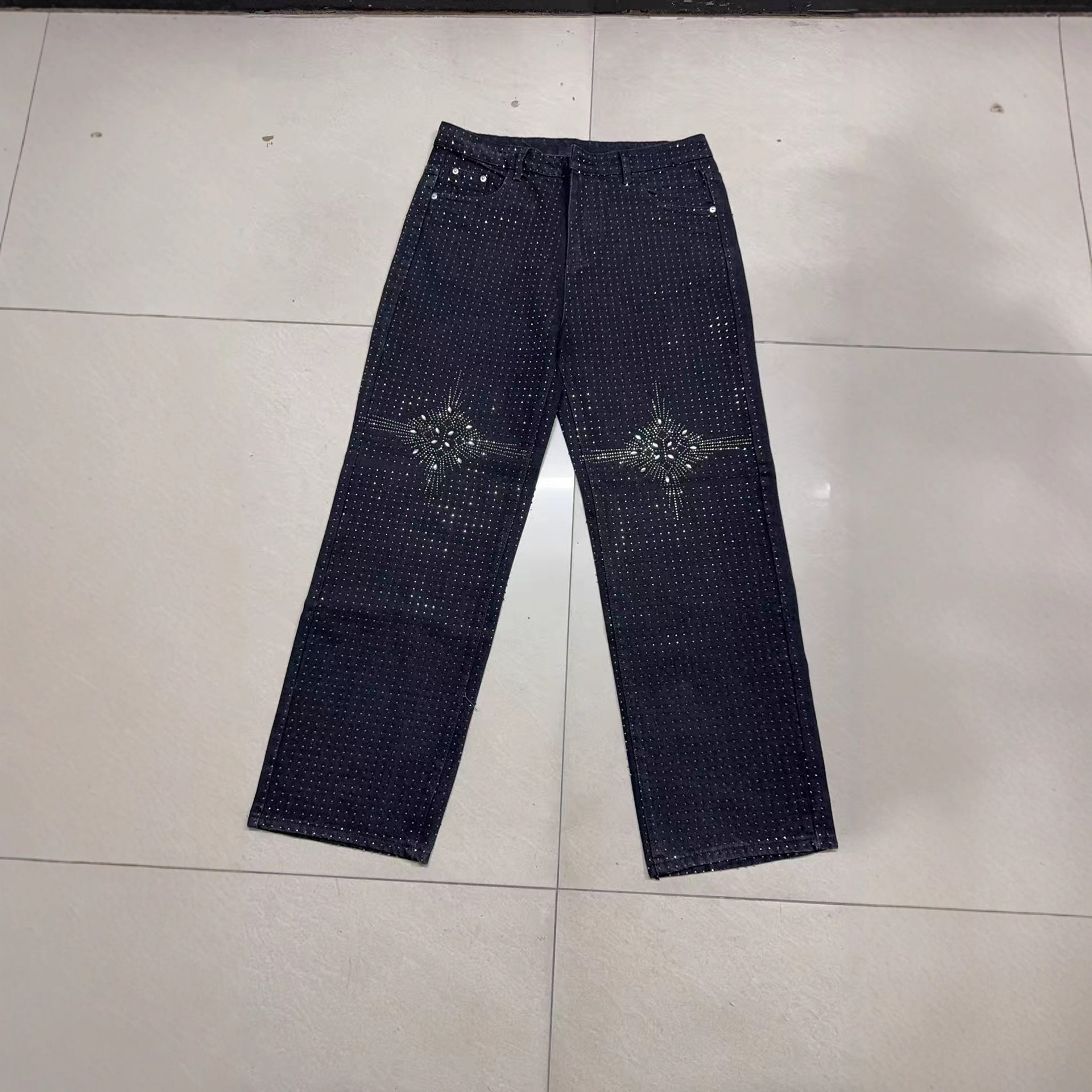 Men's Clothing Men's Jeans New Style American Diamond Embellished Denim_viptrois.com