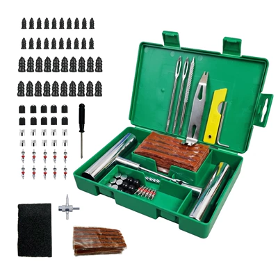 122-piece cross-border car repair tool set features two tire repair methods suitable for quick repair of vacuum tires (Repair kit) - 122-piece-green-box-tire-repair-tool-set