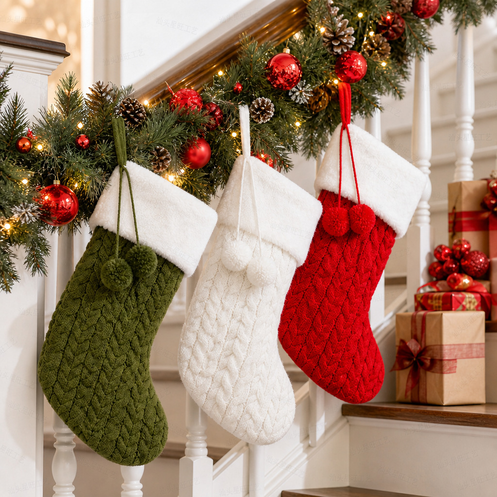 Navidad transfronteriza bola de lana calcetines de Navidad bolsas de dulces grandes bolsas de regalos de Navidad bolsas de regalos de Navidad decoración para el hogar