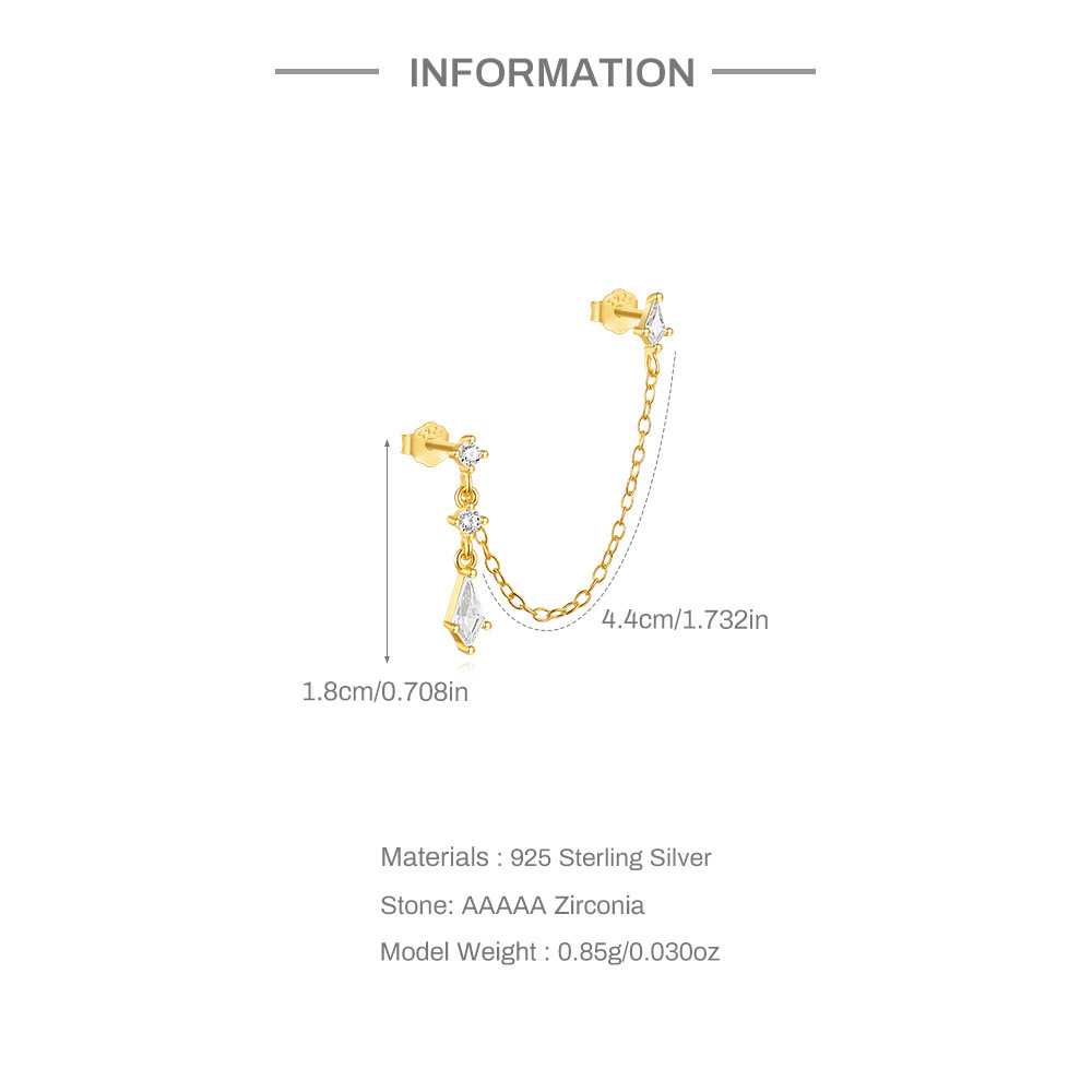 1 Piece 925 Sterling Silver Zircon Geometric Ear Cuffs Ear Studs display picture 2