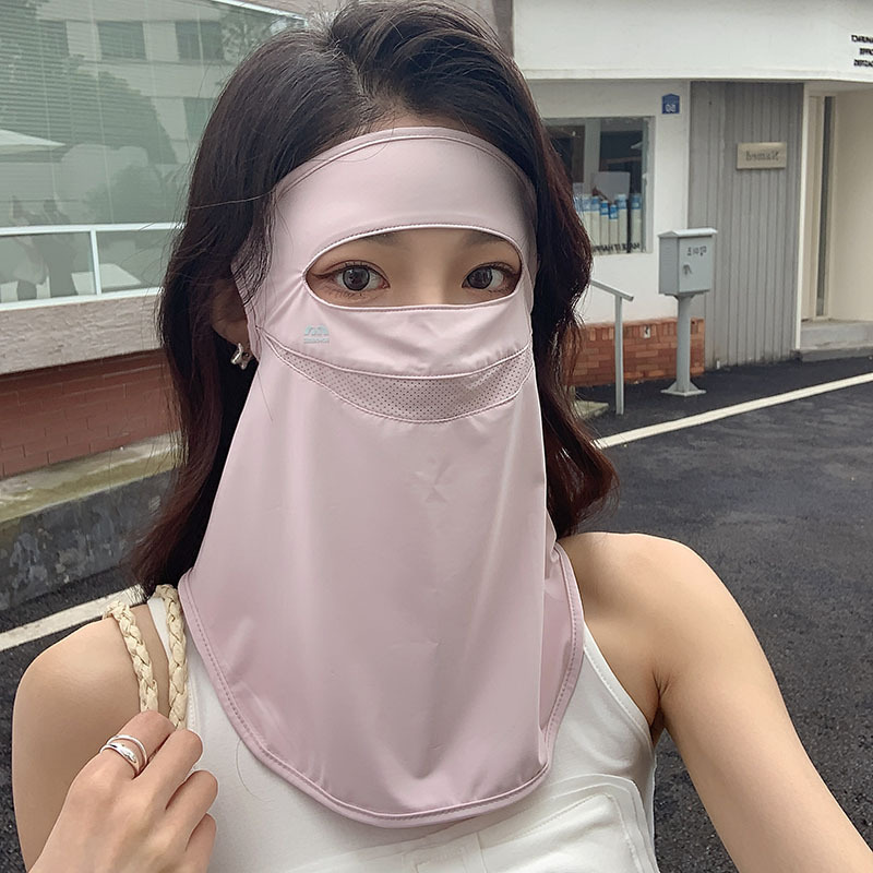 Protector solar de seda de hielo, máscara facial, señoras, verano, ciclismo al aire libre, velo de sombra de cara completa, orejas colgantes, cara transpirable, Gini