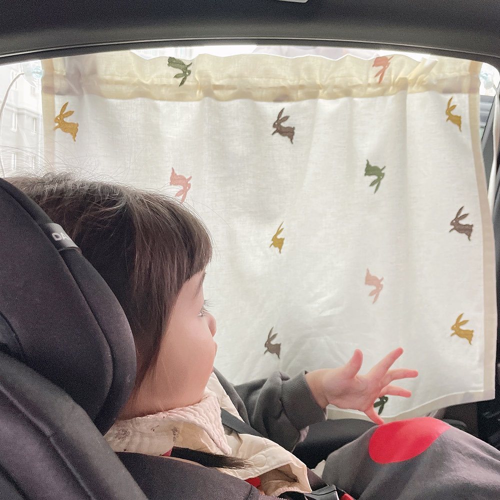 ins style car curtain embroidery sunshade sun protection car curtain heat insulation cotton suction cup UV protection