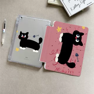 粉色长条小猫多折平板保护套iPad 10/11/12代/Air4/5/6/8/10.2
