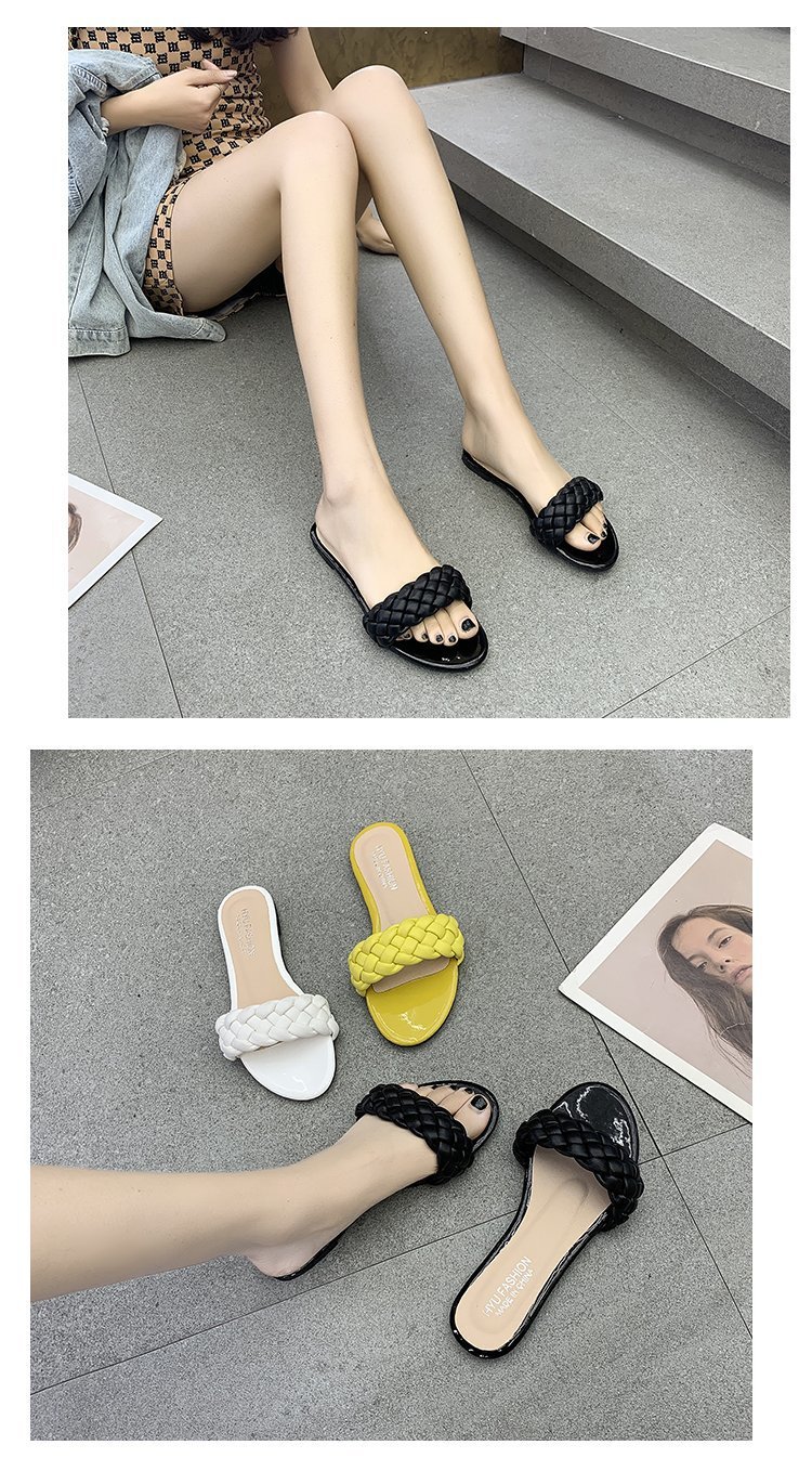 fashion solid color weave belt half slippers  NSPE55982