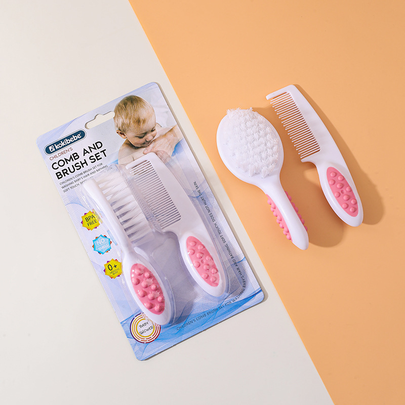 Envase inglés transfronterizo para champú para bebés, juego de cepillos para baño, cepillo suave para baño, peine pequeño