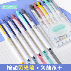 Morandi Color Eyefriendly Highlighters, Click-Action Slanted-Head Colored Markers, 6-Color Set for Students—Wholesale Price
