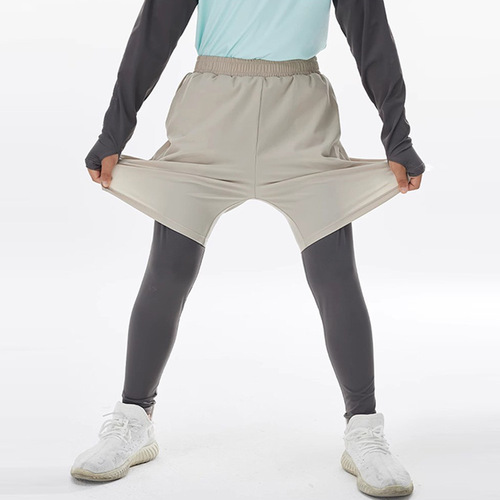 New Arrival: European & American Cross-Border Boys' Children's Sports Fake Two-Piece Yoga Pants – Quick-Drying for Outdoor Activities, Running, and Fitness