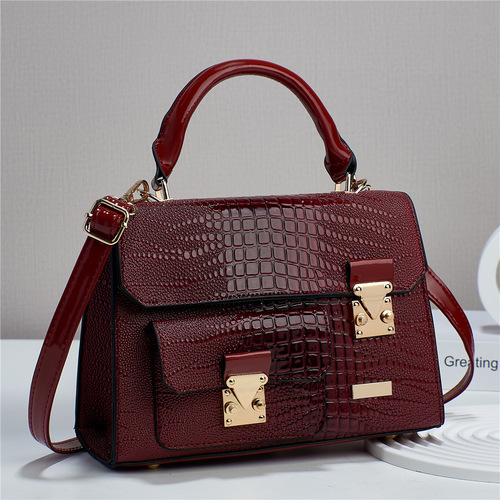  new solid color lizard pattern texture large capacity foreign trade simple women's bag single shoulder crossbody multi-compartment women's bag