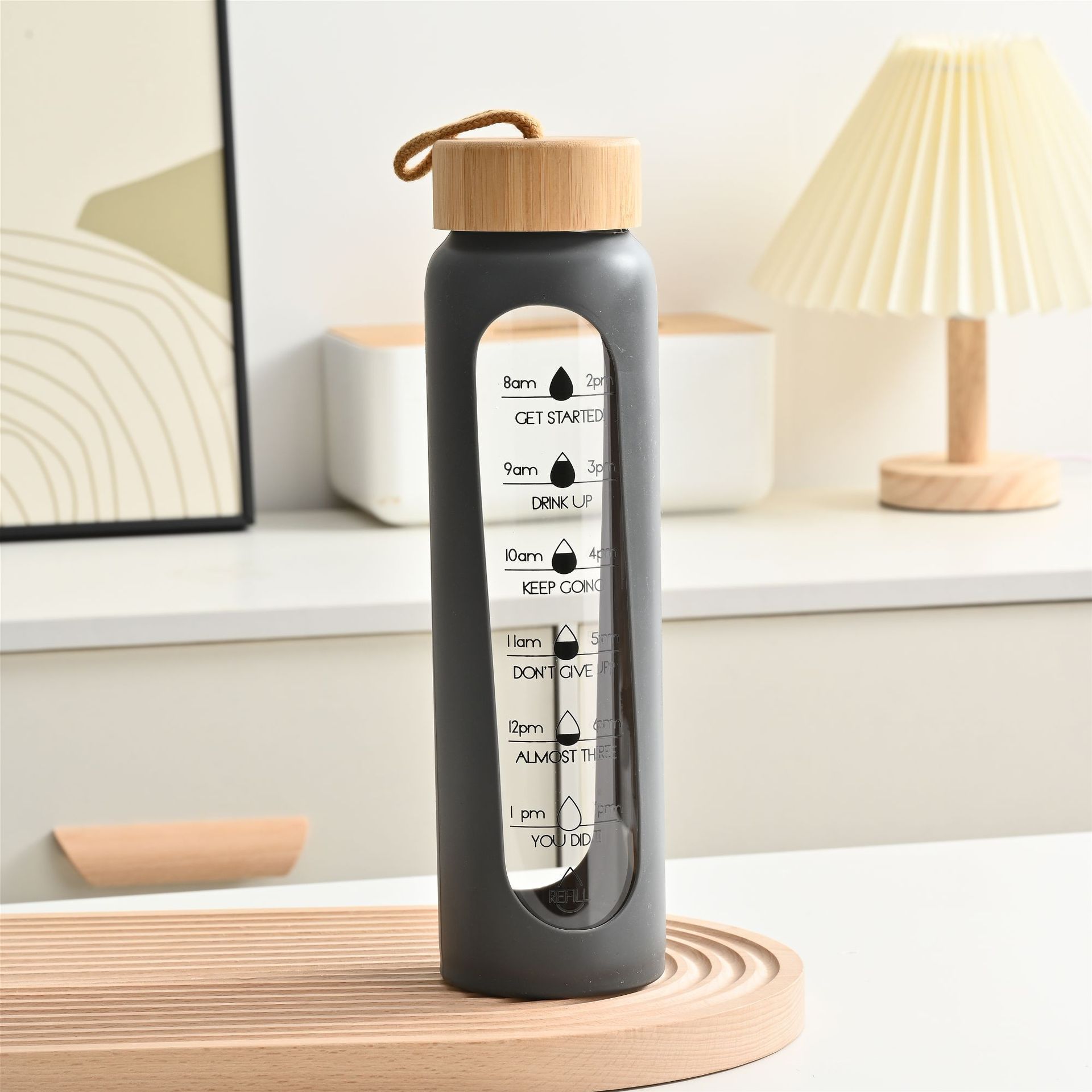 Botella de agua de vidrio portátil de gran capacidad, copa de agua de vidrio de borosilicato resistente a altas temperaturas de una sola capa, una pequeña cantidad de personalización