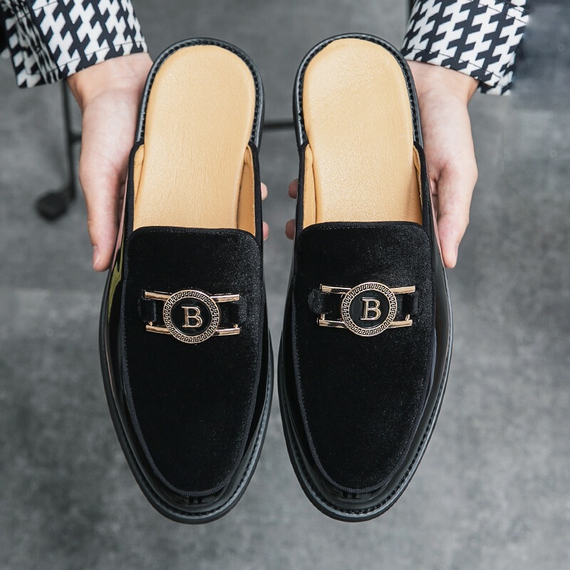 British Style Summer Men's Breathable Suede Pointed Leather Shoes Cross-Border Large Size Baotou Half-Slip Loafers Formal Men's Shoes British Style Summer Men's Breathable Suede Pointed Leather Shoes Cross-Border Large Size Baotou Half-Slip Loafers Formal Men's Shoes